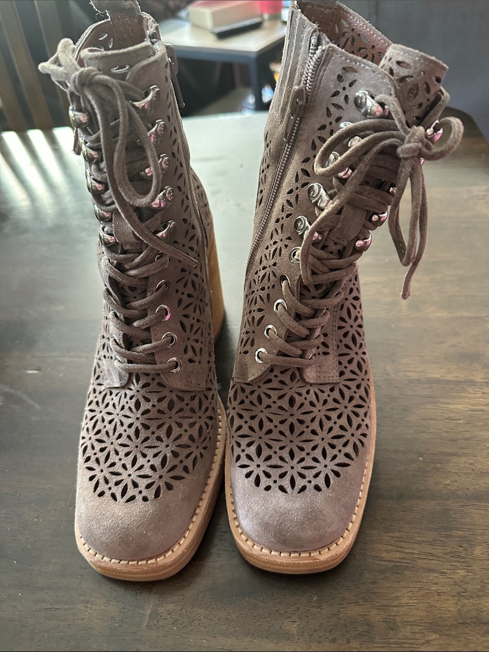 Jeffery Campbell x Free People Suede Laser Cut - Booties - Size 7